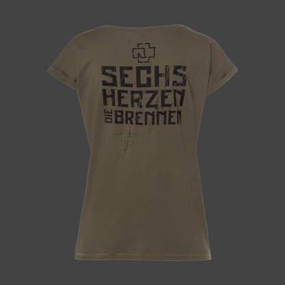 Frauen T-Shirt ”Sechs Herzen”